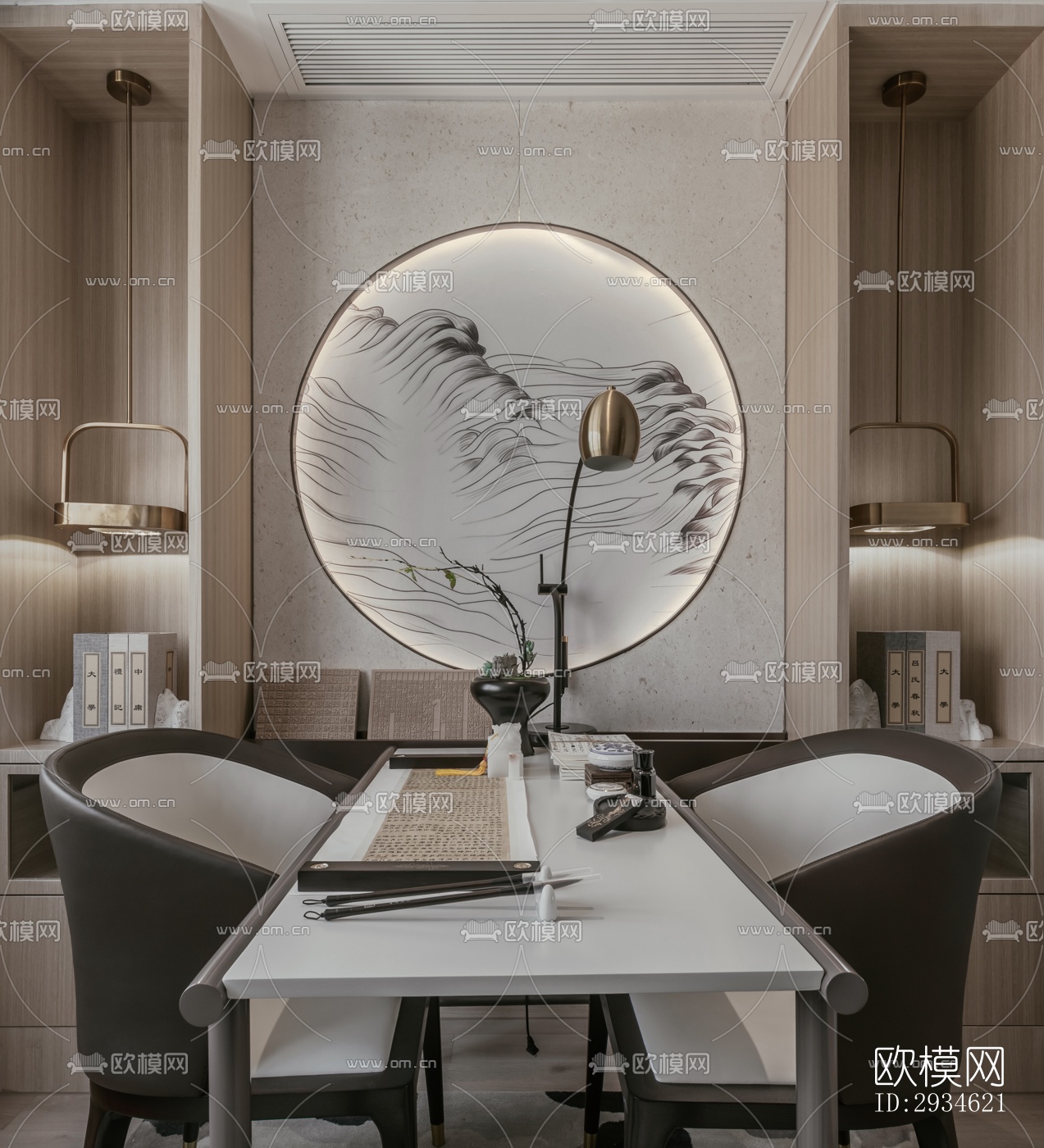 新中式平层效果图下载（渲染图8）