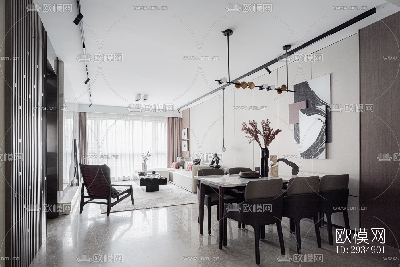 现代平层效果图下载（渲染图15）