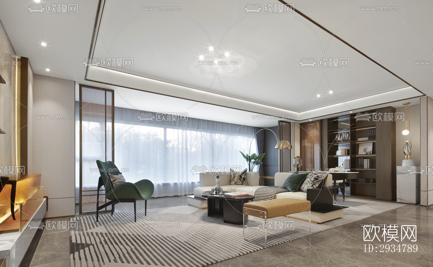 现代平层效果图下载（渲染图9）