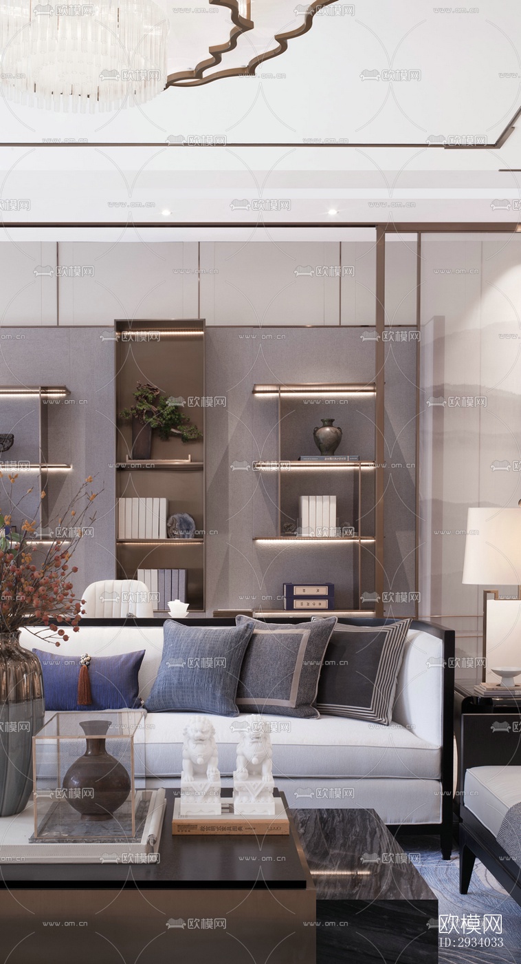 新中式别墅效果图下载（渲染图3）