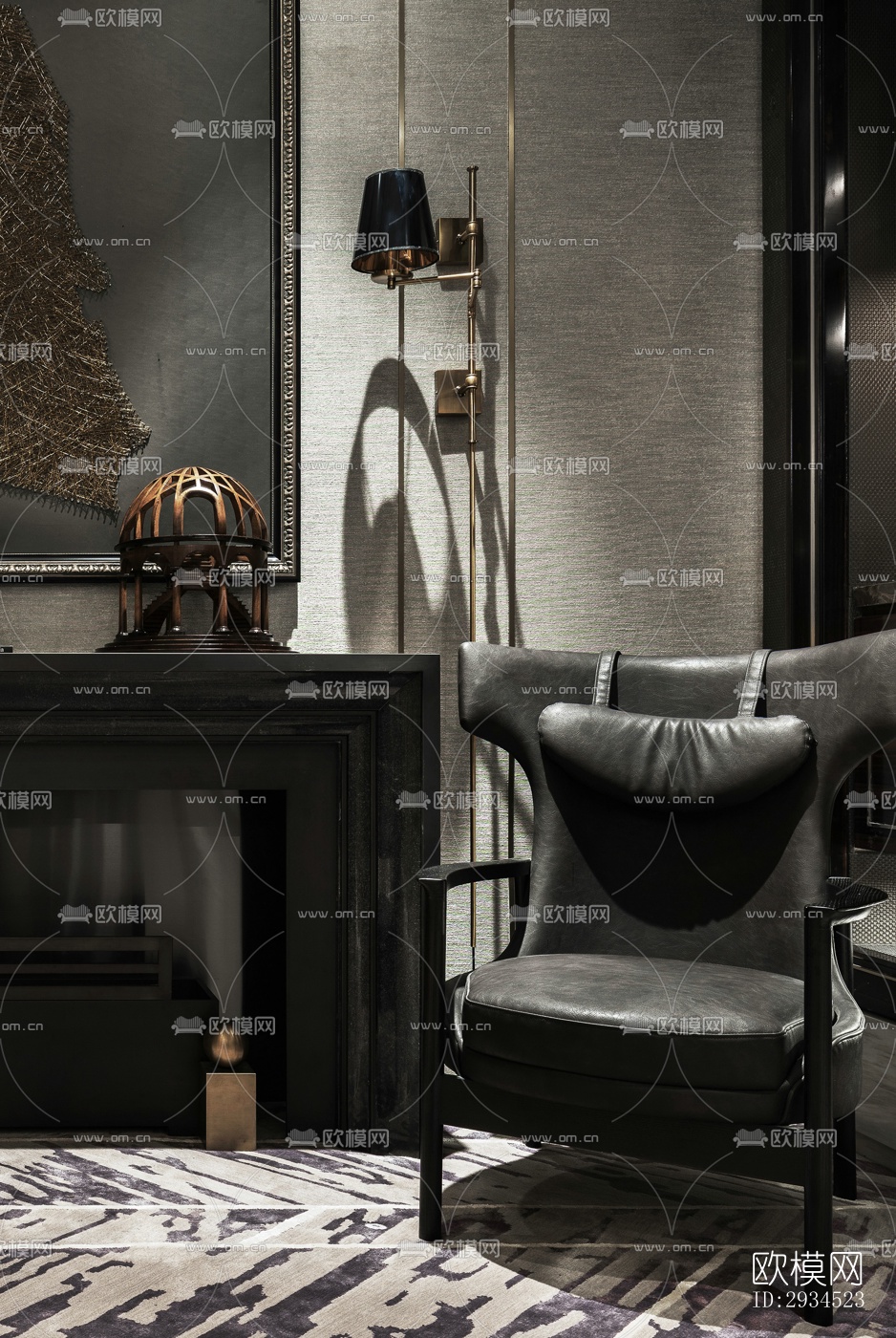 新中式平层效果图下载（渲染图3）