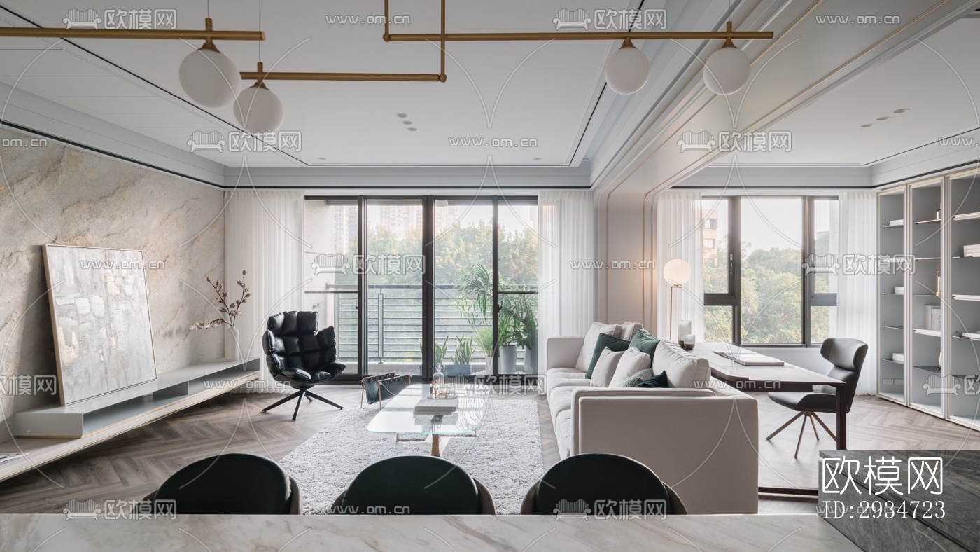 现代平层效果图下载（渲染图18）