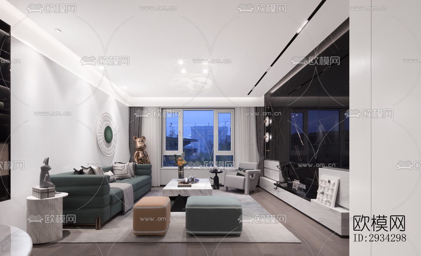 现代复式效果图下载（渲染图4）