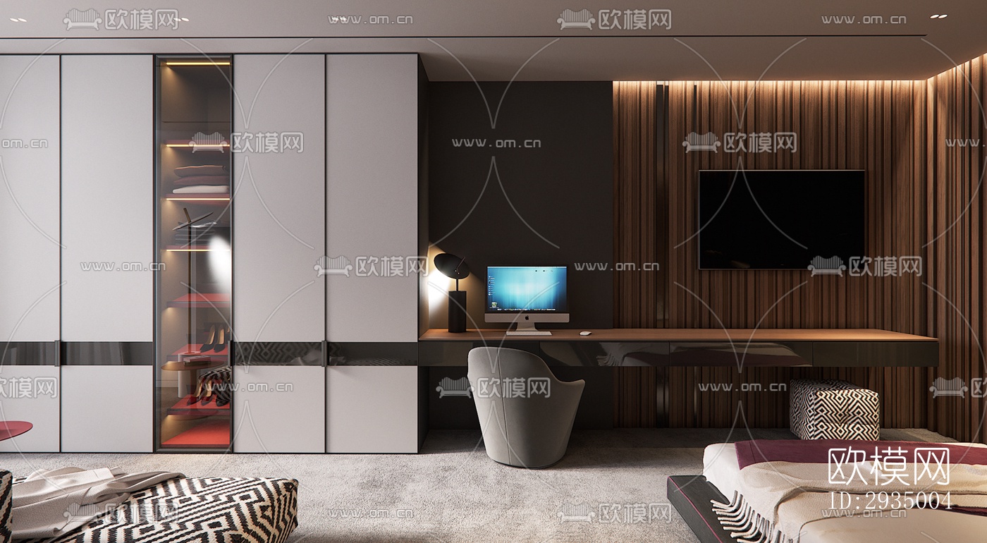 现代平层效果图下载（渲染图13）