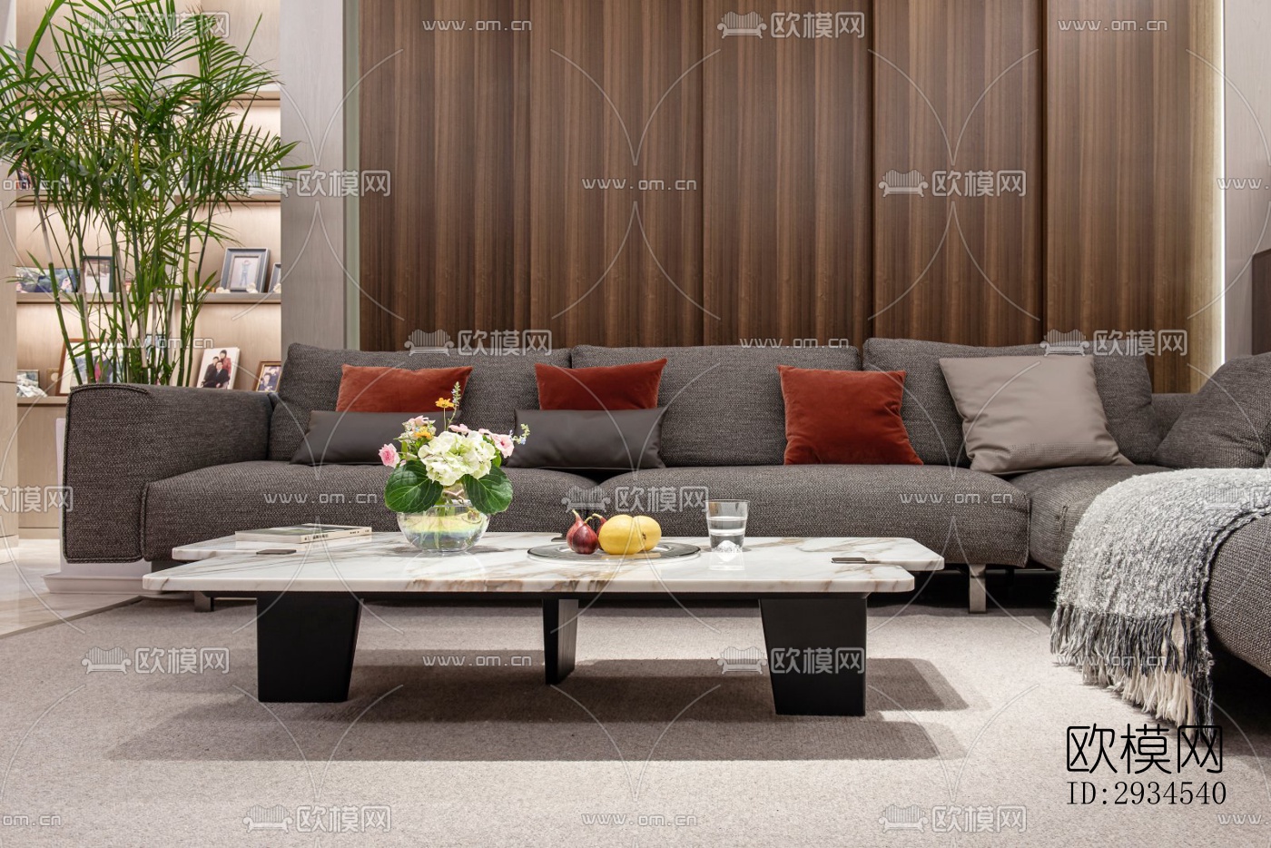 新中式平层效果图下载（渲染图14）