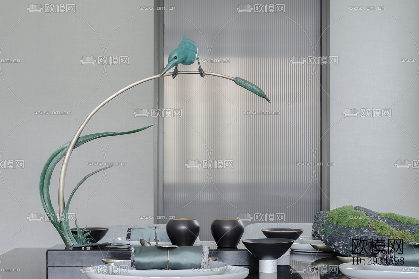 新中式平层效果图下载（渲染图3）