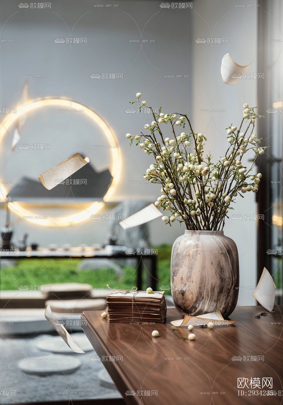 新中式复式效果图下载（渲染图10）