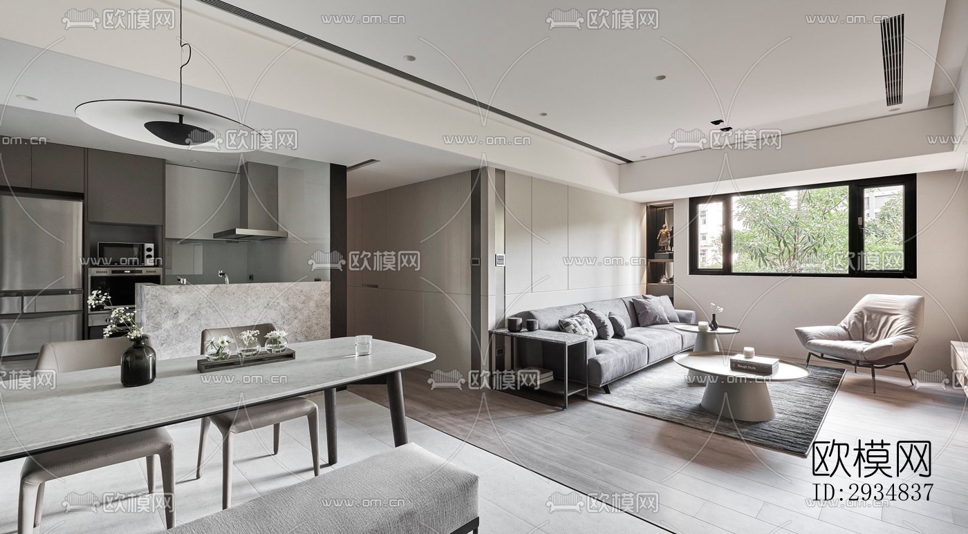 现代平层效果图下载（渲染图17）