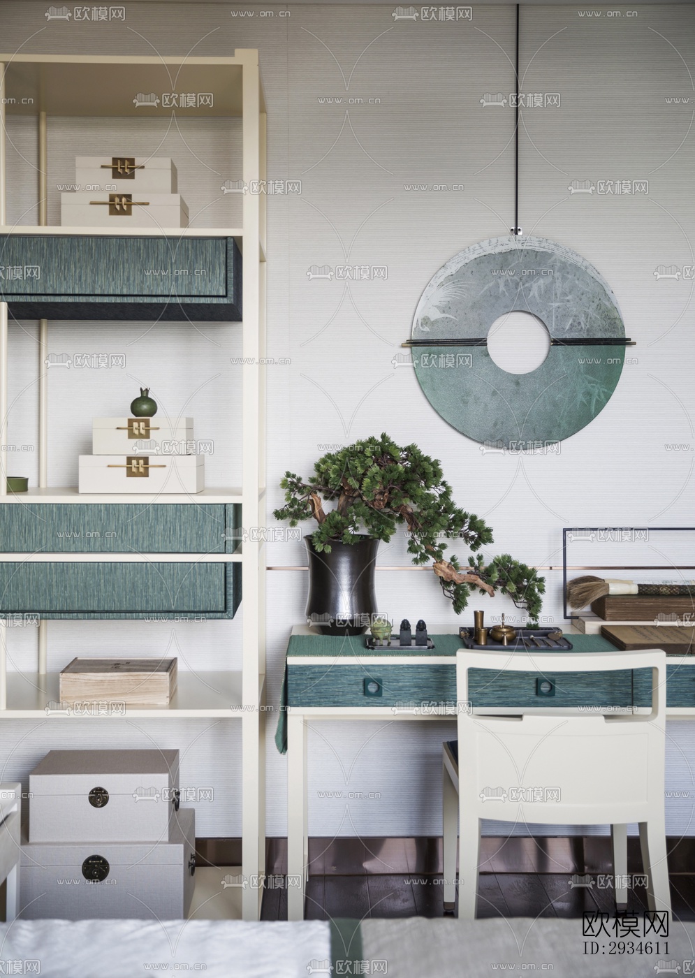 新中式平层效果图下载（渲染图14）