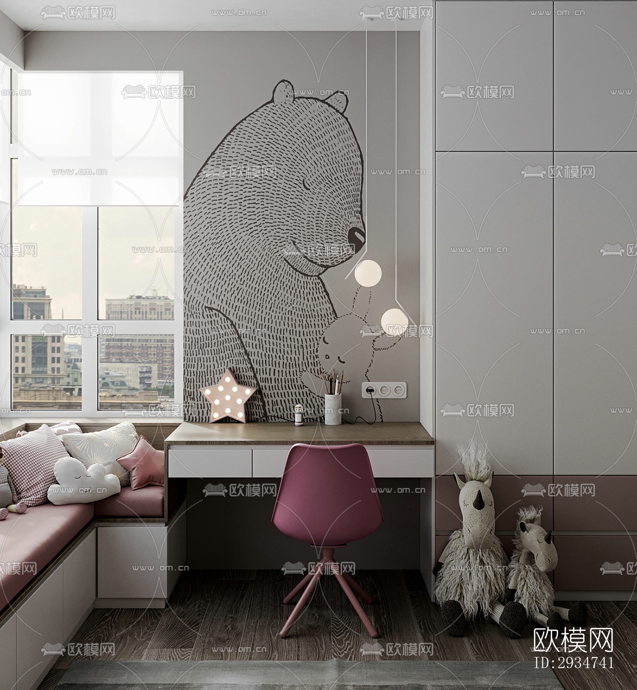 现代平层效果图下载（渲染图9）