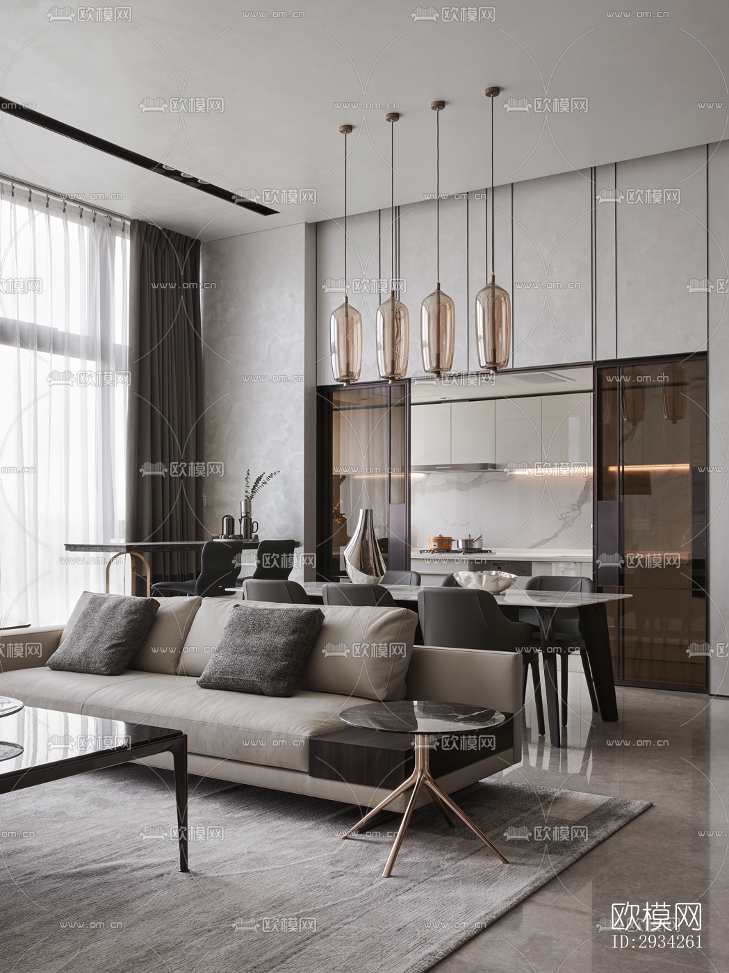 现代复式效果图下载（渲染图12）