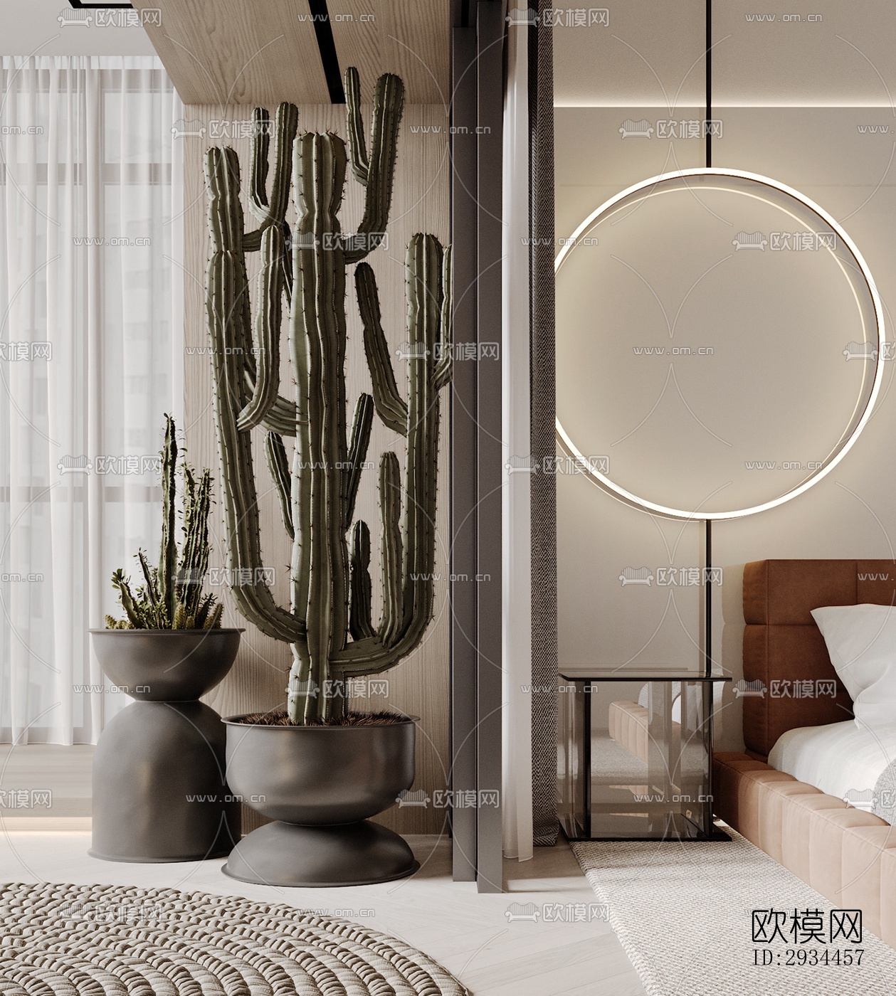 奶油风平层效果图下载（渲染图6）