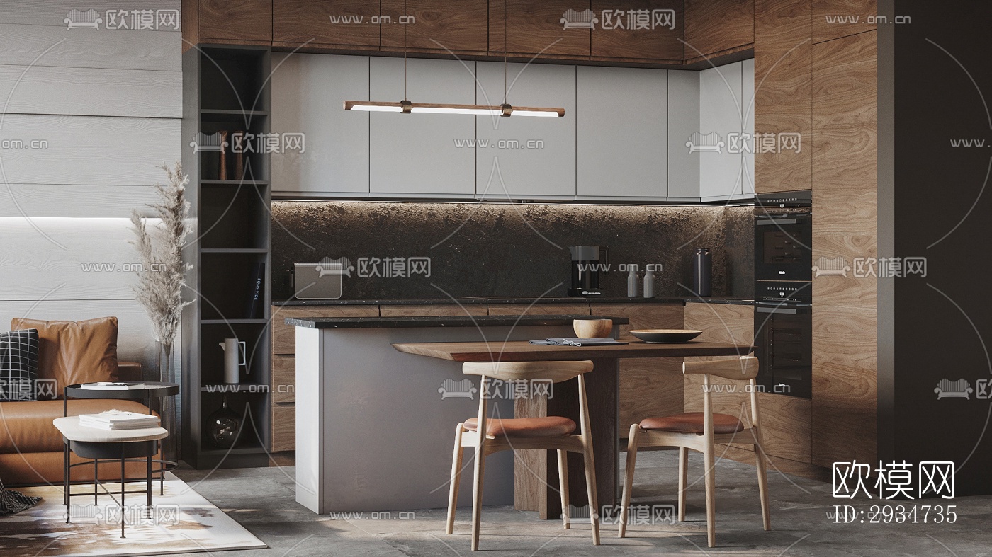 现代平层效果图下载（渲染图1）