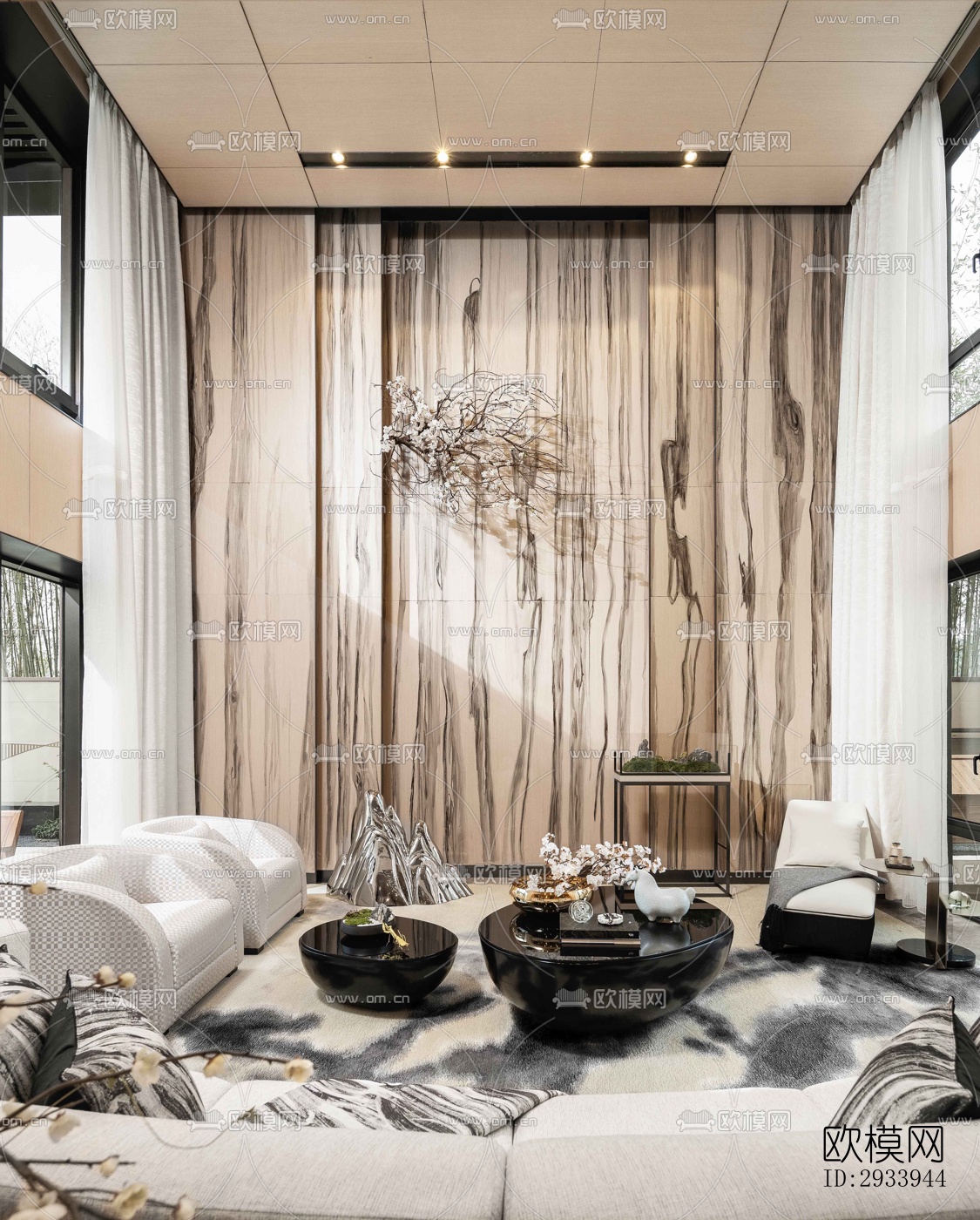 新中式别墅效果图下载（渲染图1）