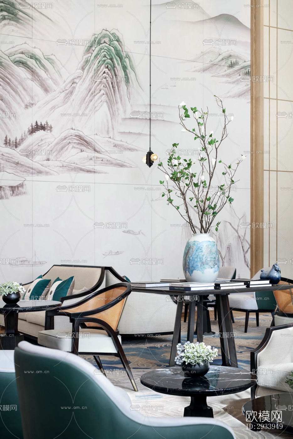 新中式别墅效果图下载（渲染图4）