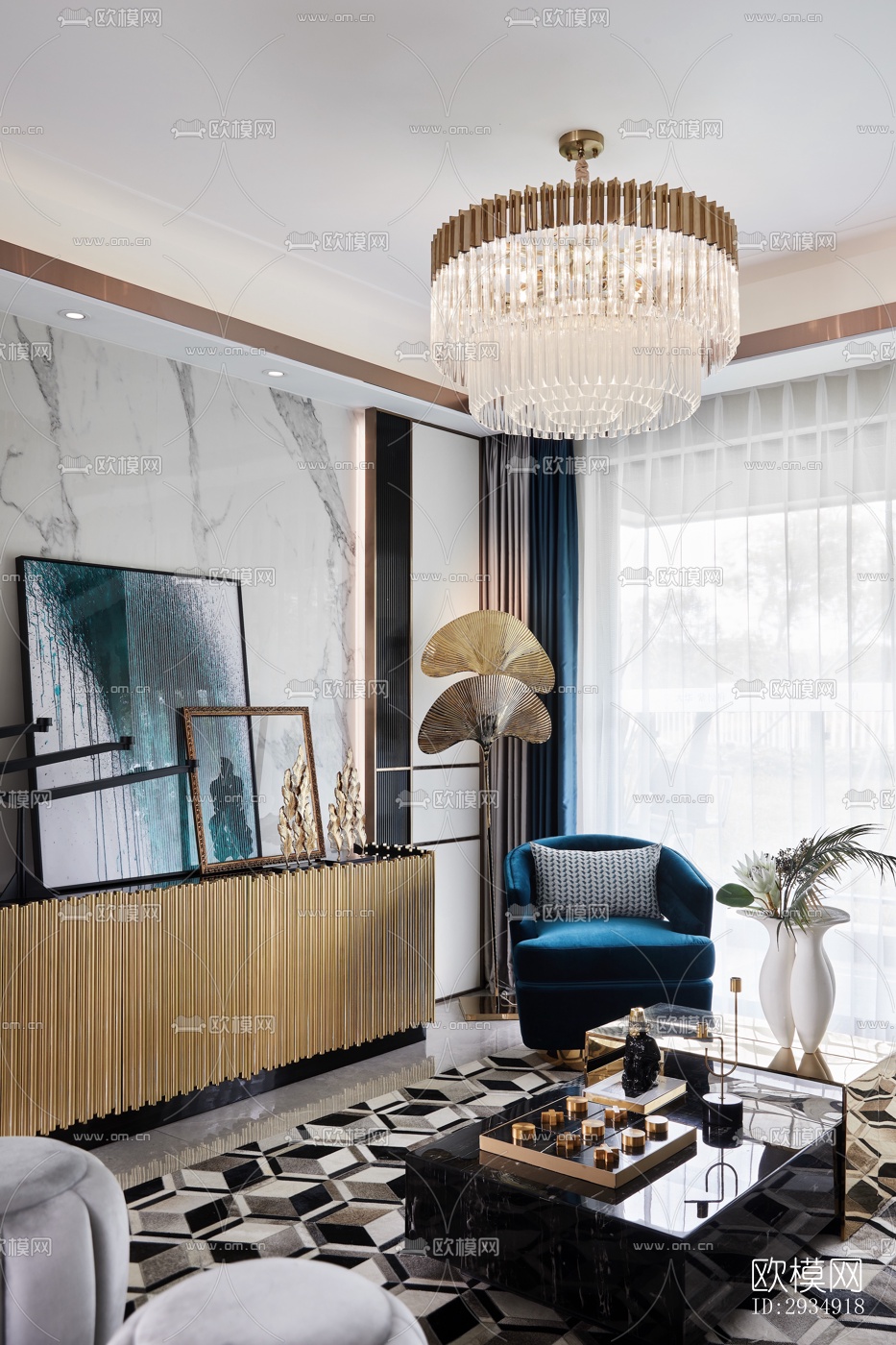 现代平层效果图下载（渲染图4）