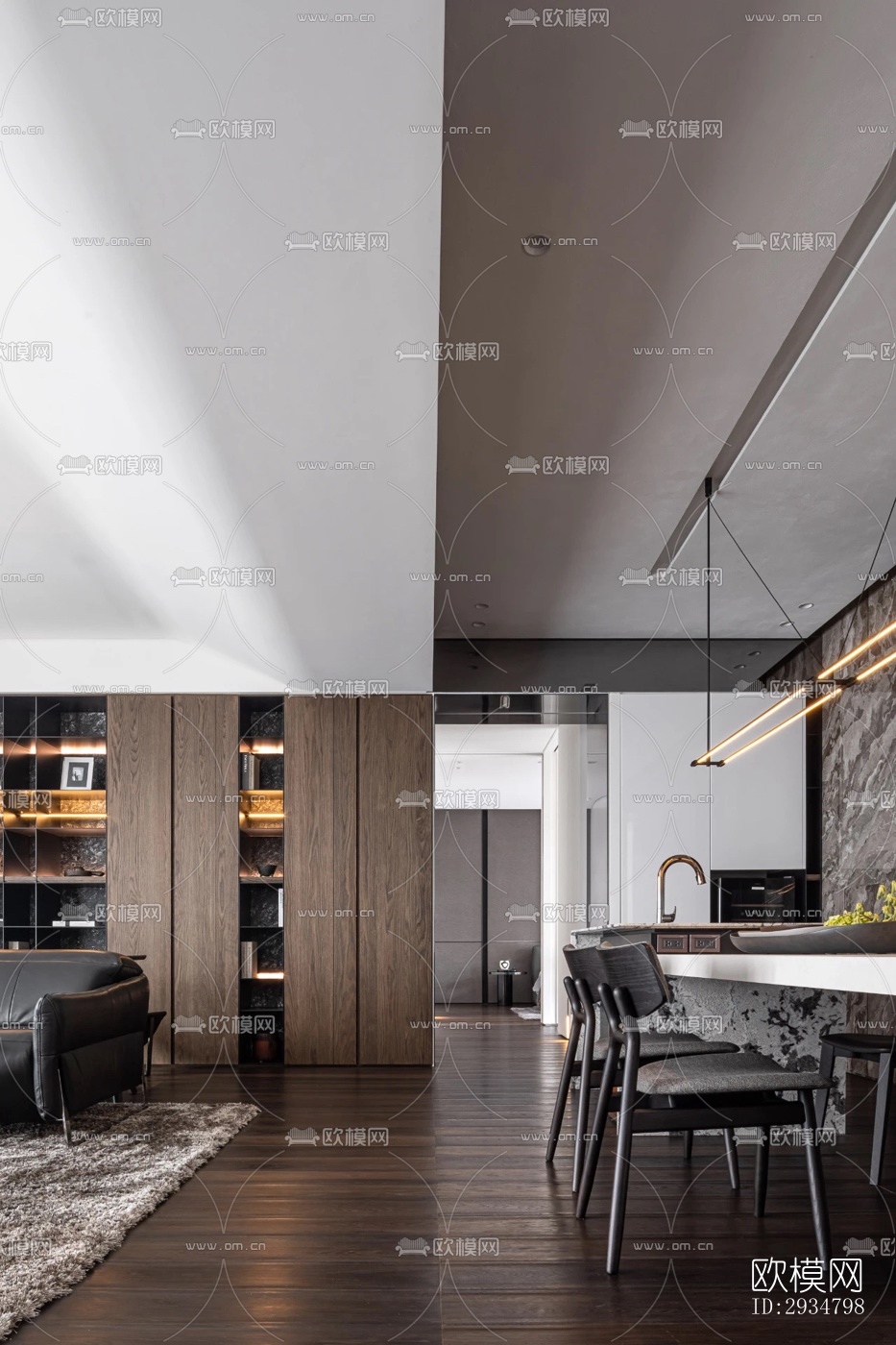 现代平层效果图下载（渲染图3）