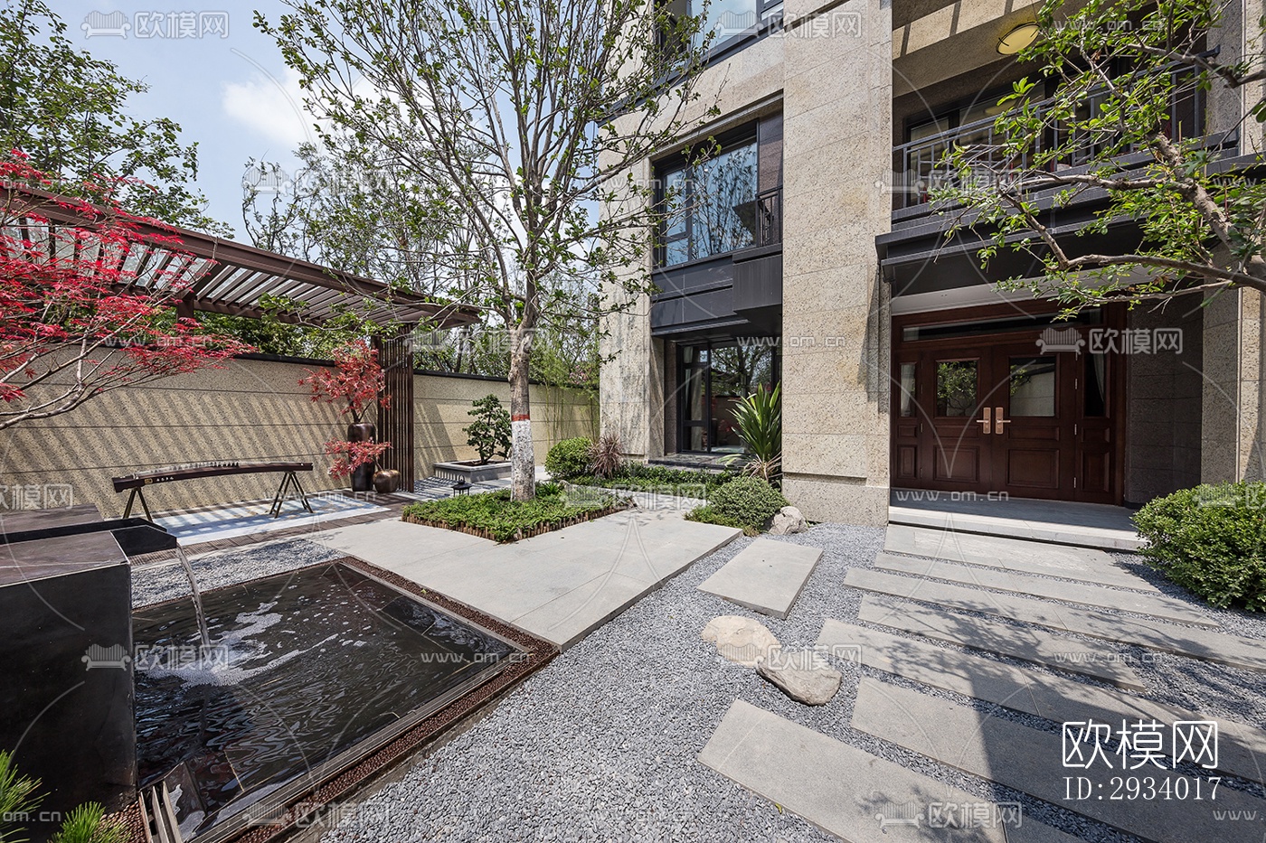 新中式别墅效果图下载（渲染图2）