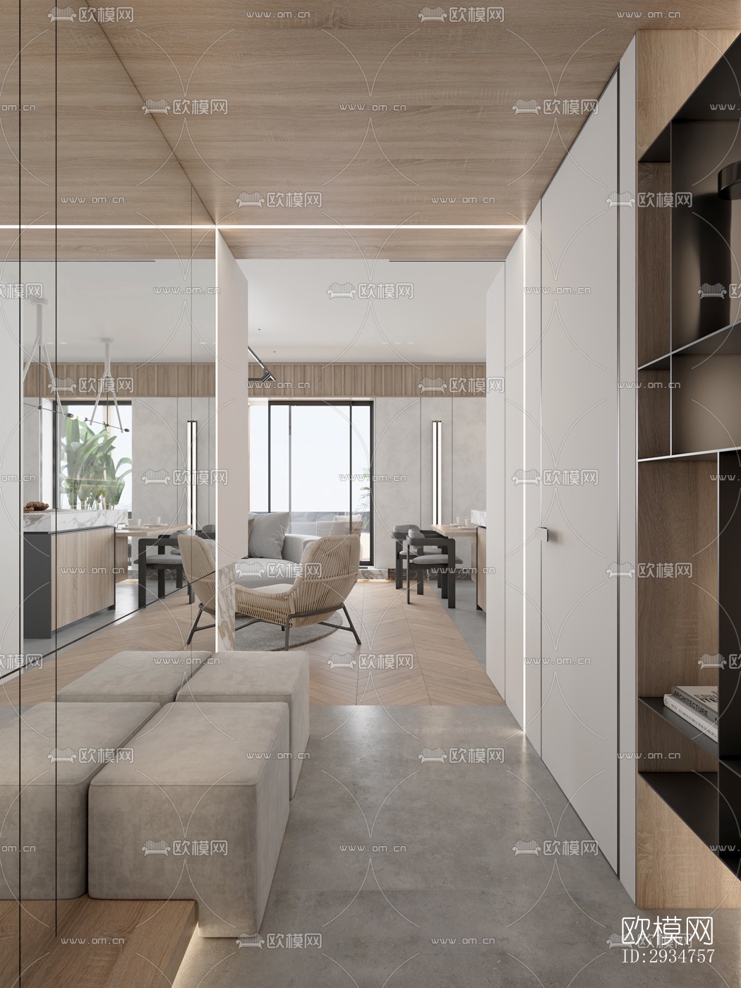 现代平层效果图下载（渲染图14）