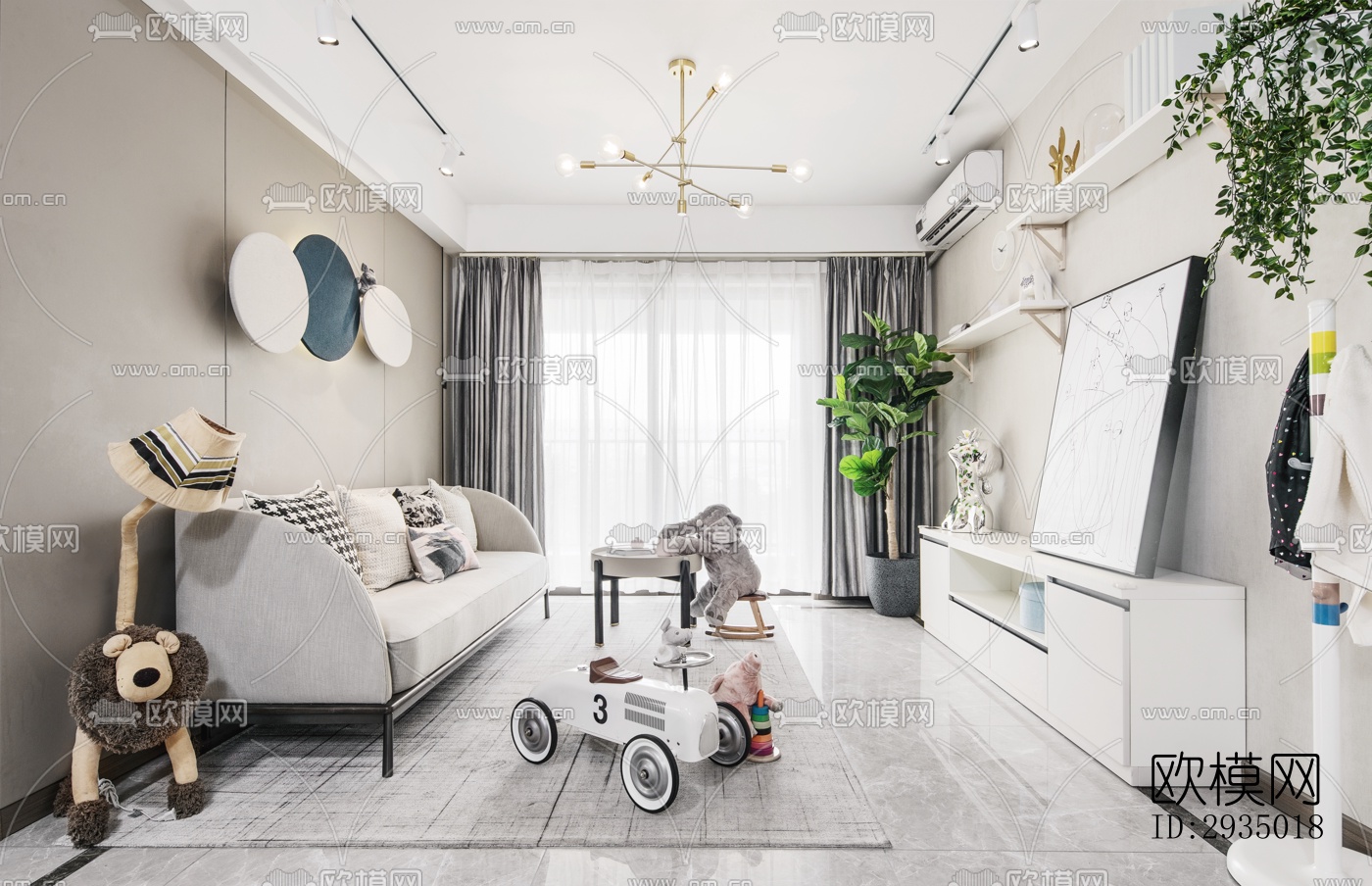 现代平层效果图下载（渲染图6）