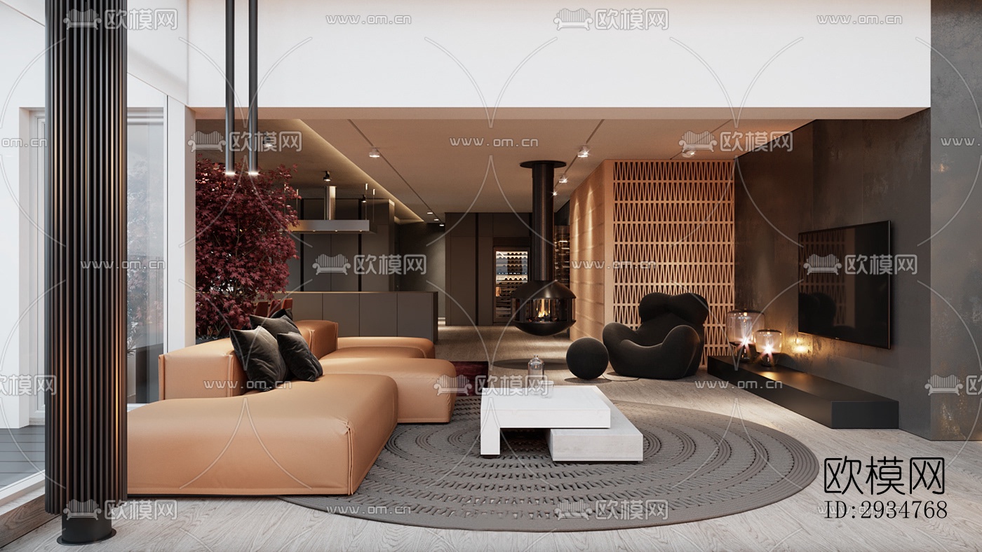 现代平层效果图下载（渲染图7）