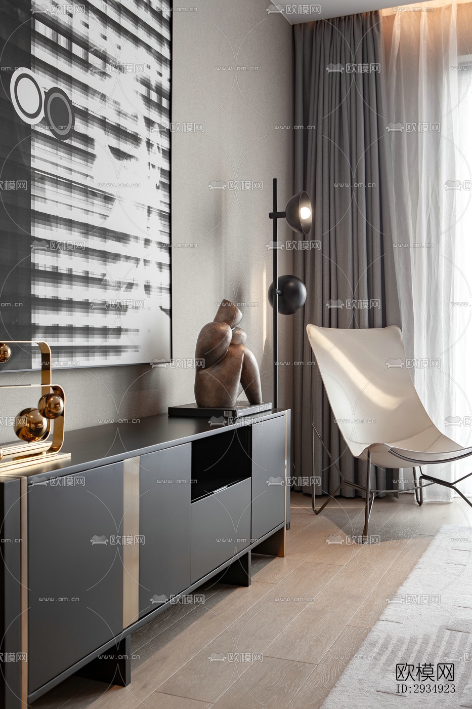 现代平层效果图下载（渲染图7）