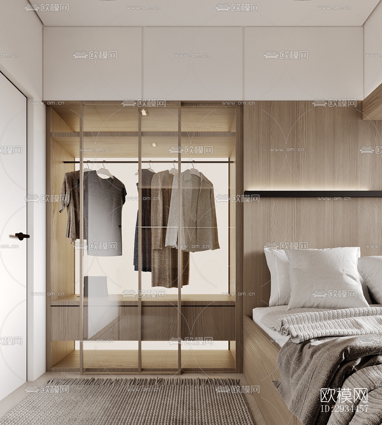 奶油风平层效果图下载（渲染图3）