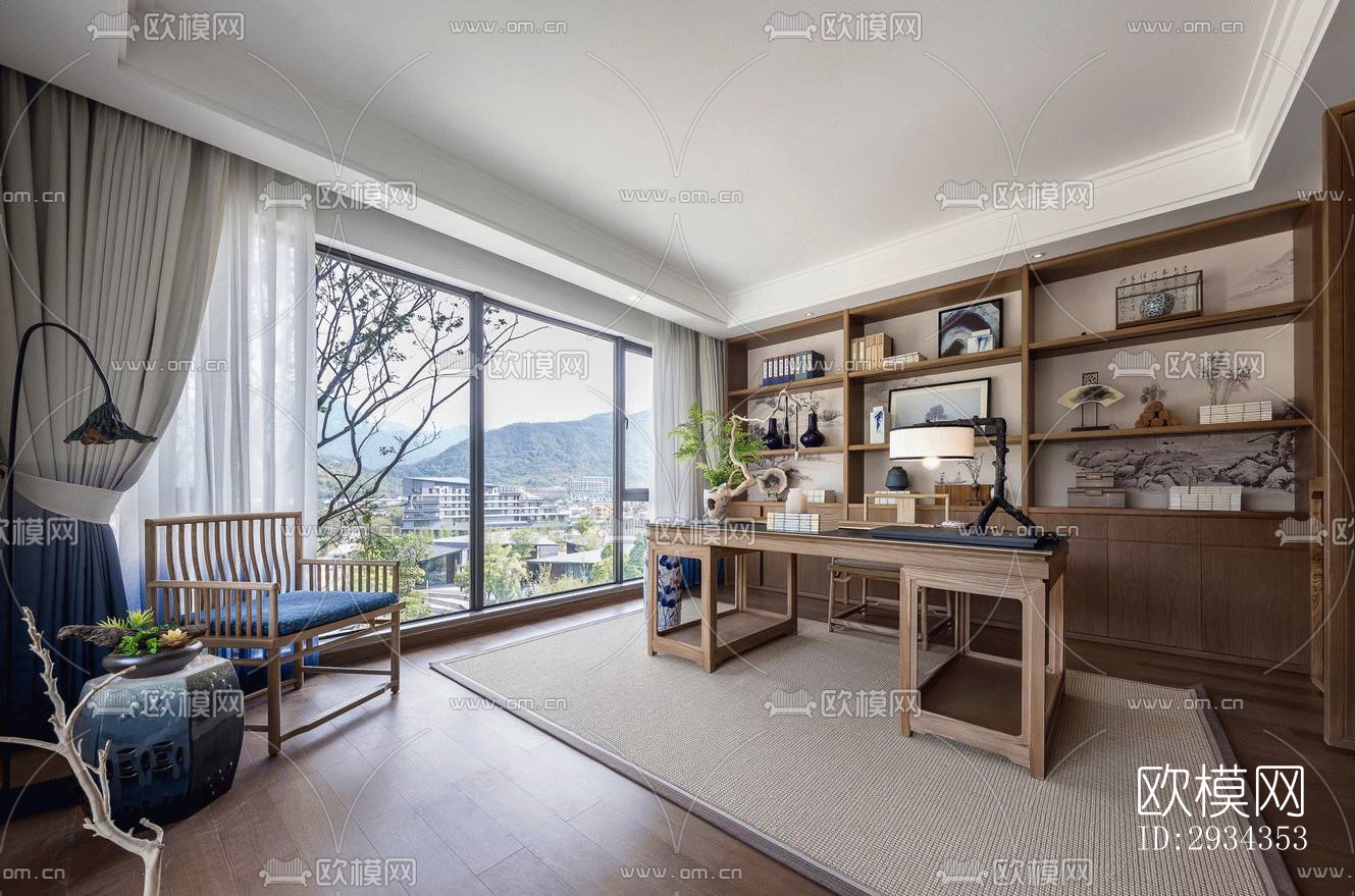 中式平层效果图下载（渲染图9）