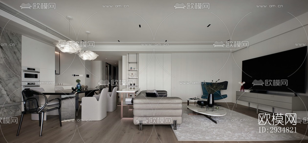 现代平层效果图下载（渲染图18）