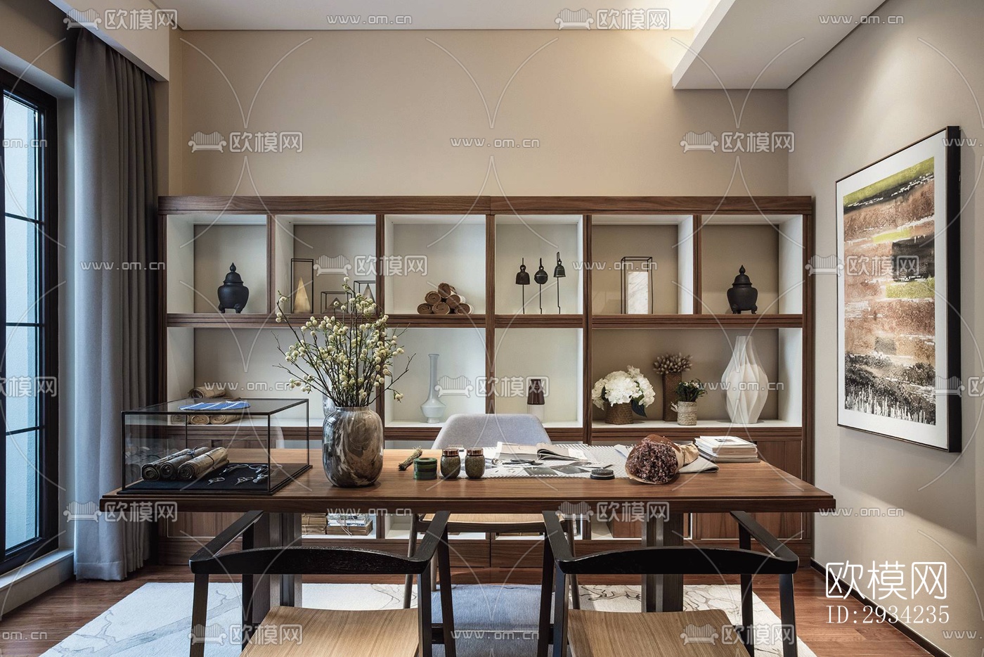 新中式复式效果图下载（渲染图9）