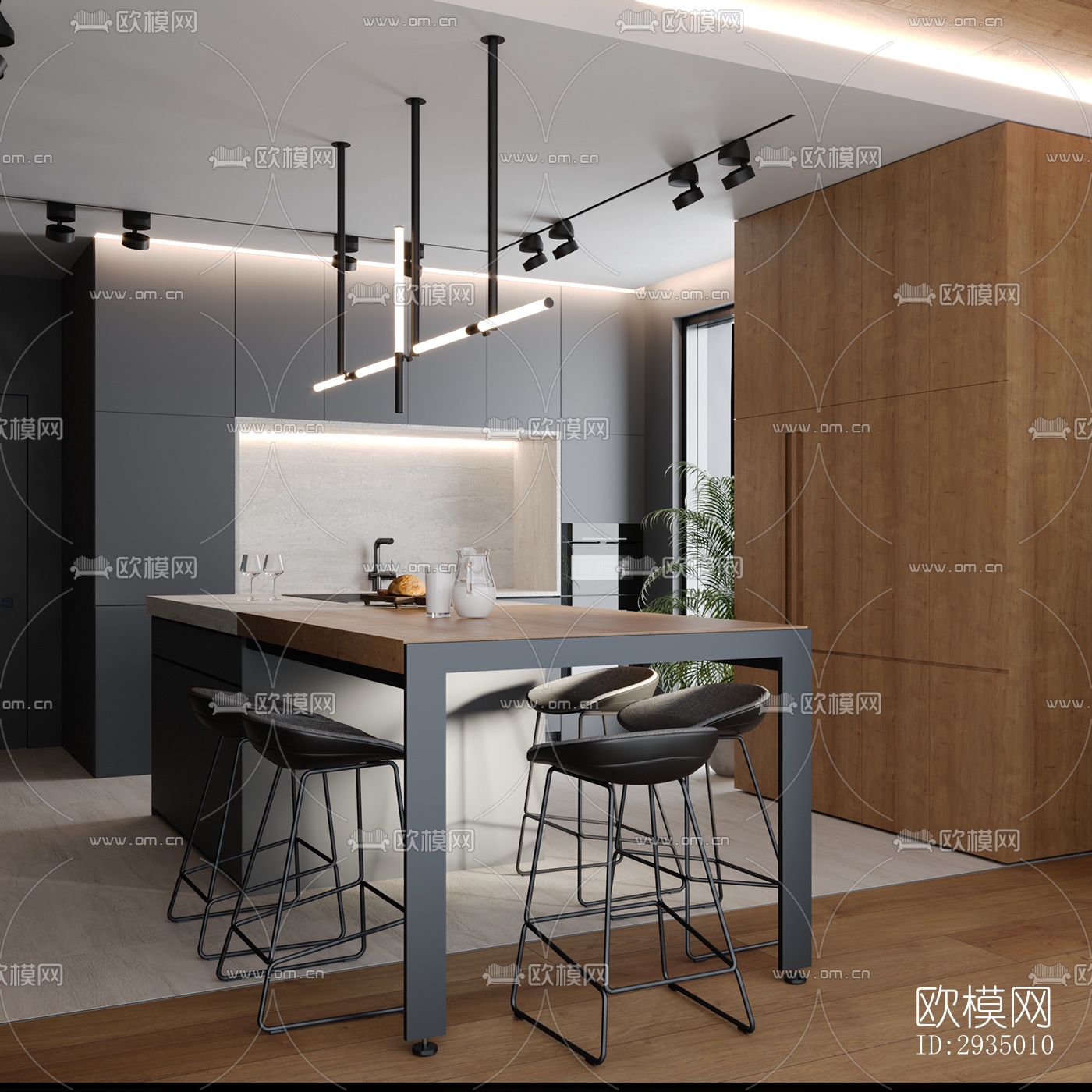 现代平层效果图下载（渲染图12）