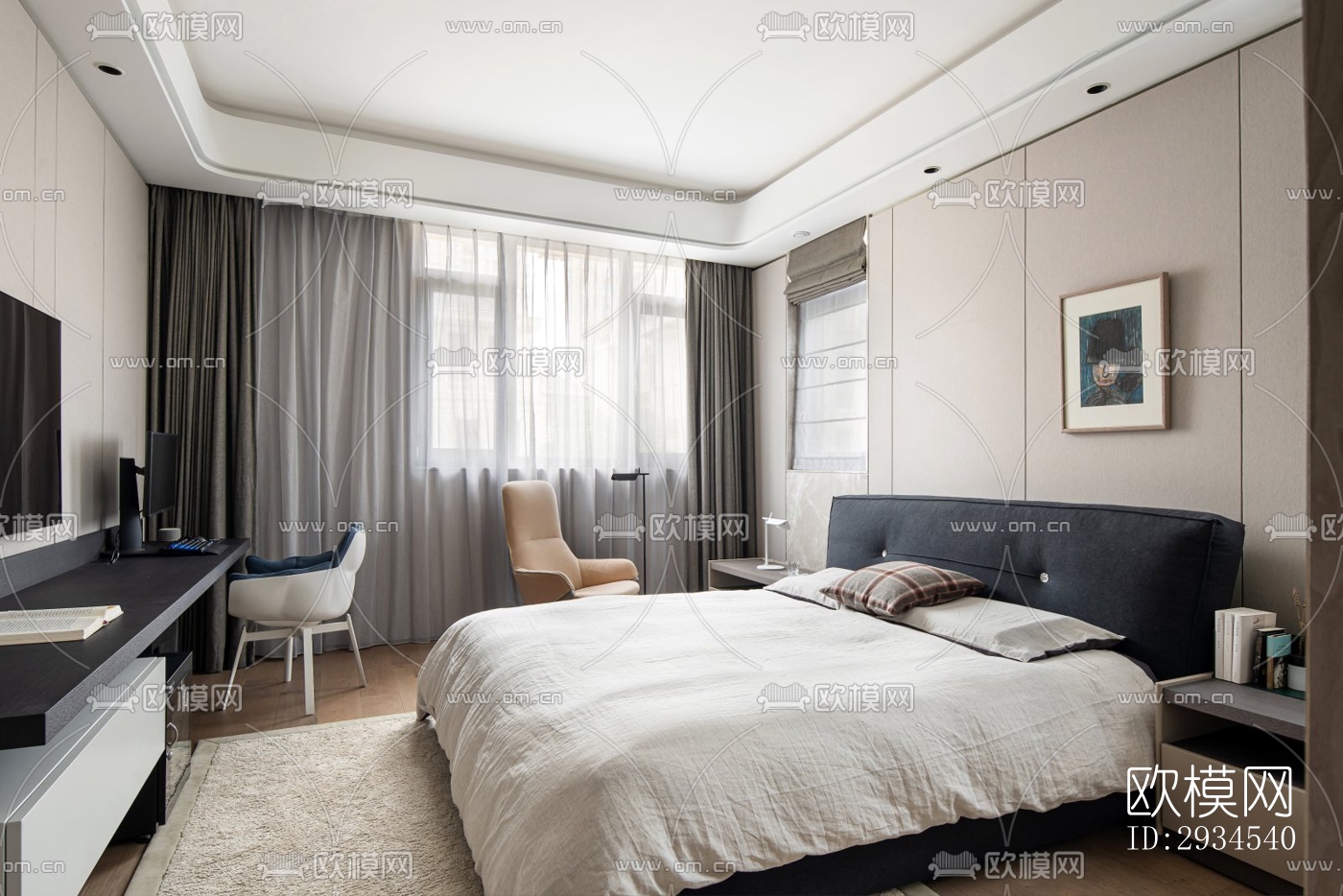 新中式平层效果图下载（渲染图8）