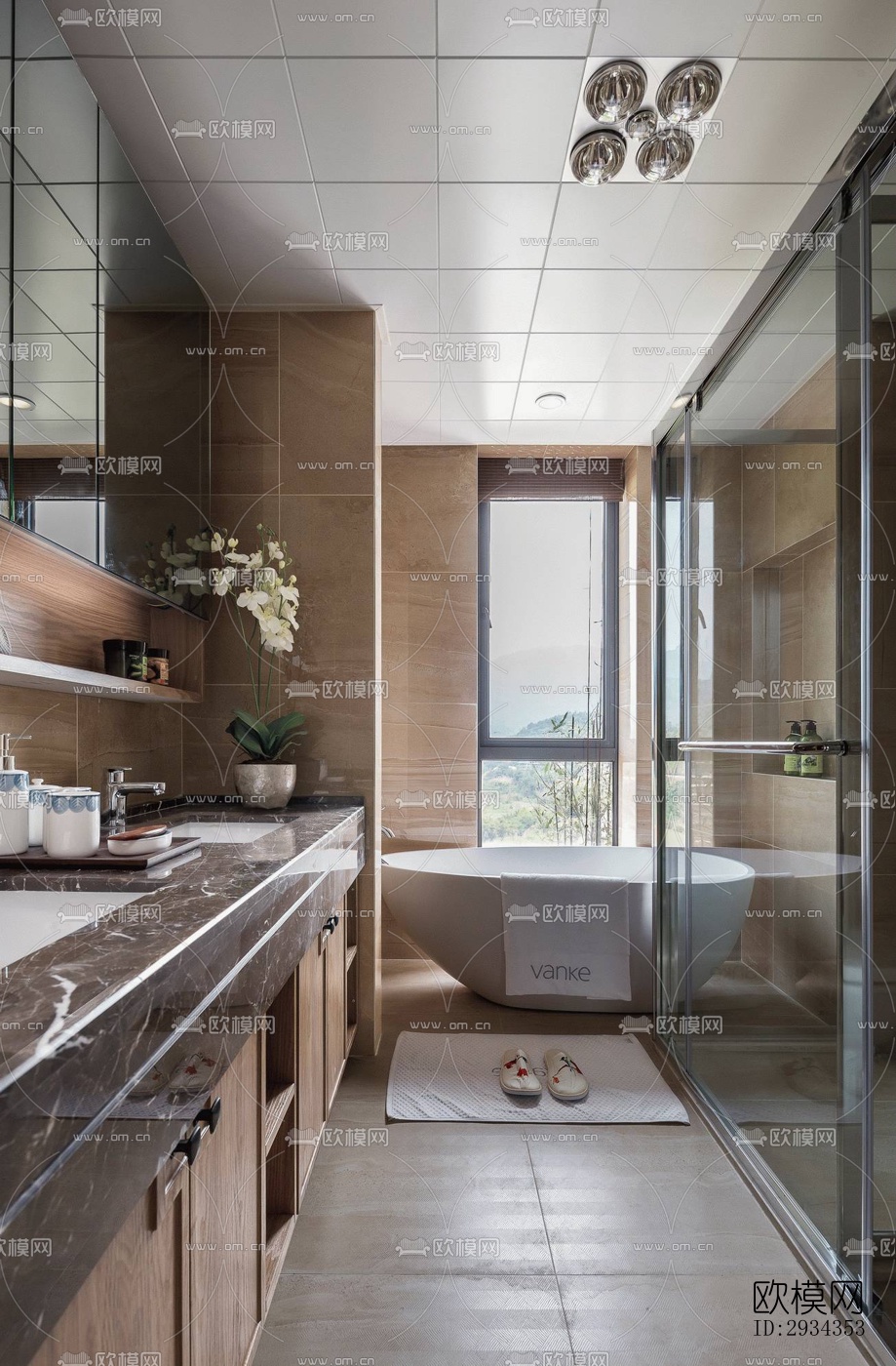 中式平层效果图下载（渲染图15）