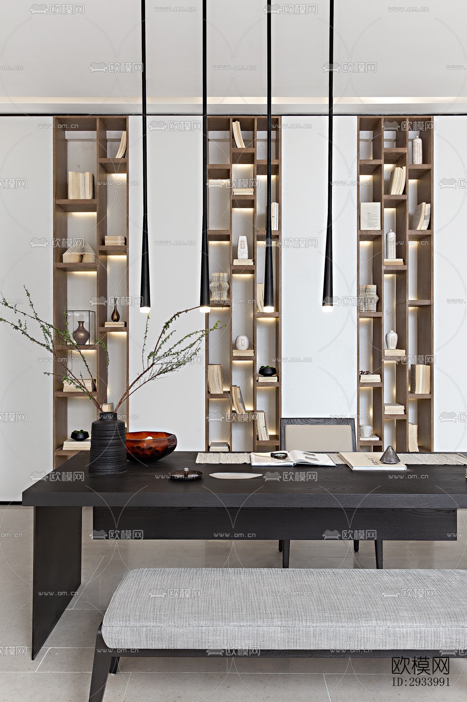 新中式别墅效果图下载（渲染图9）