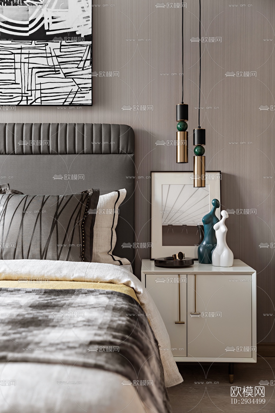 新中式平层效果图下载（渲染图8）