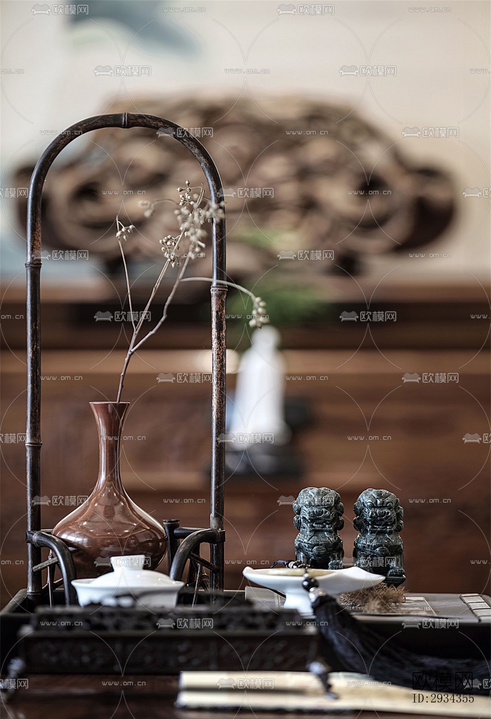 中式平层效果图下载（渲染图2）