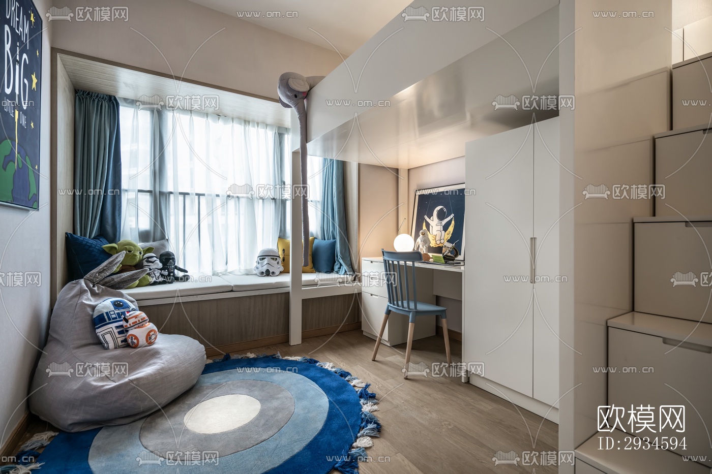 新中式平层效果图下载（渲染图11）