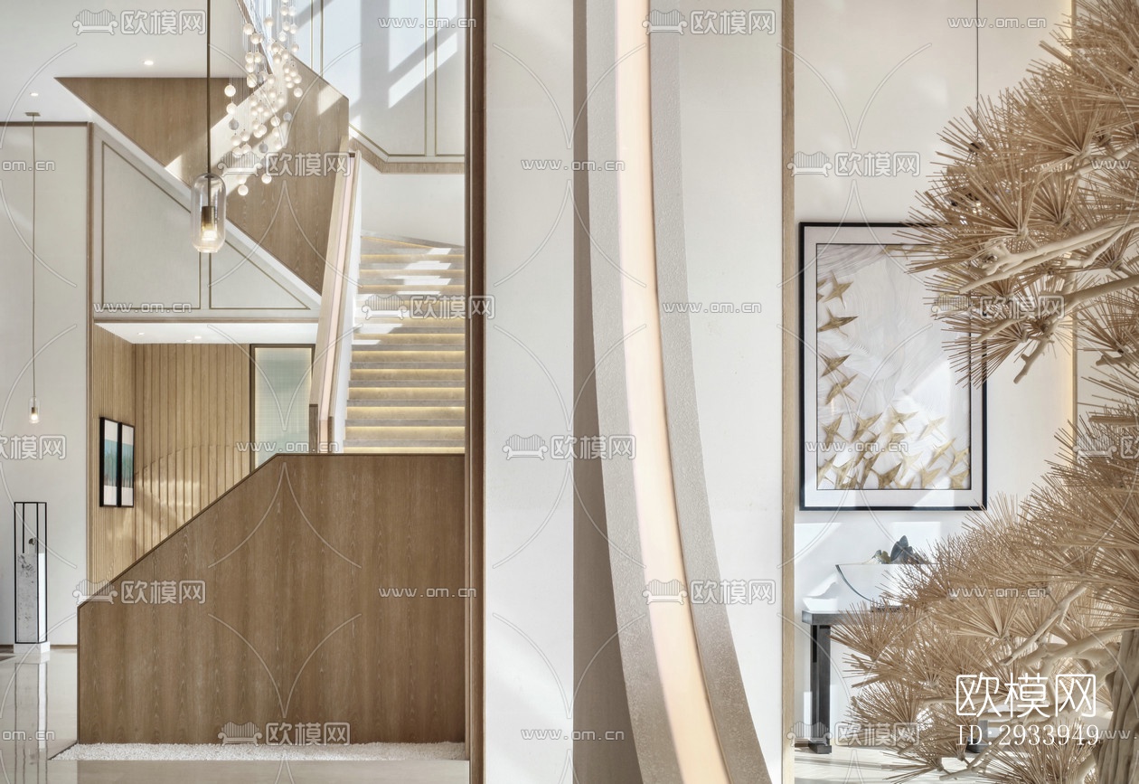 新中式别墅效果图下载（渲染图12）