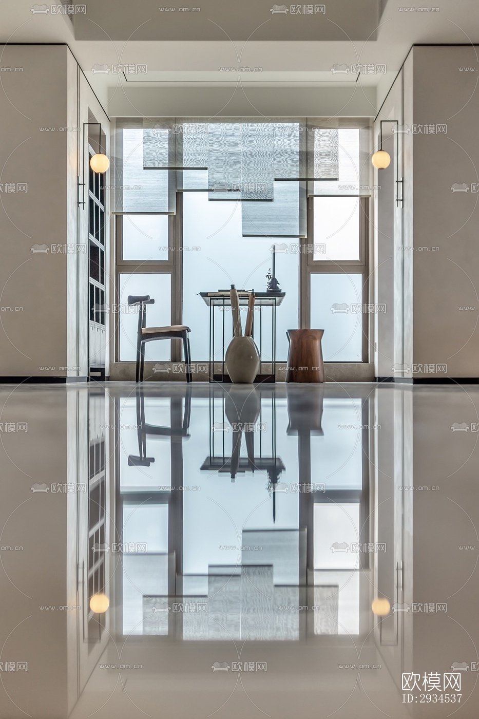 新中式平层效果图下载（渲染图5）