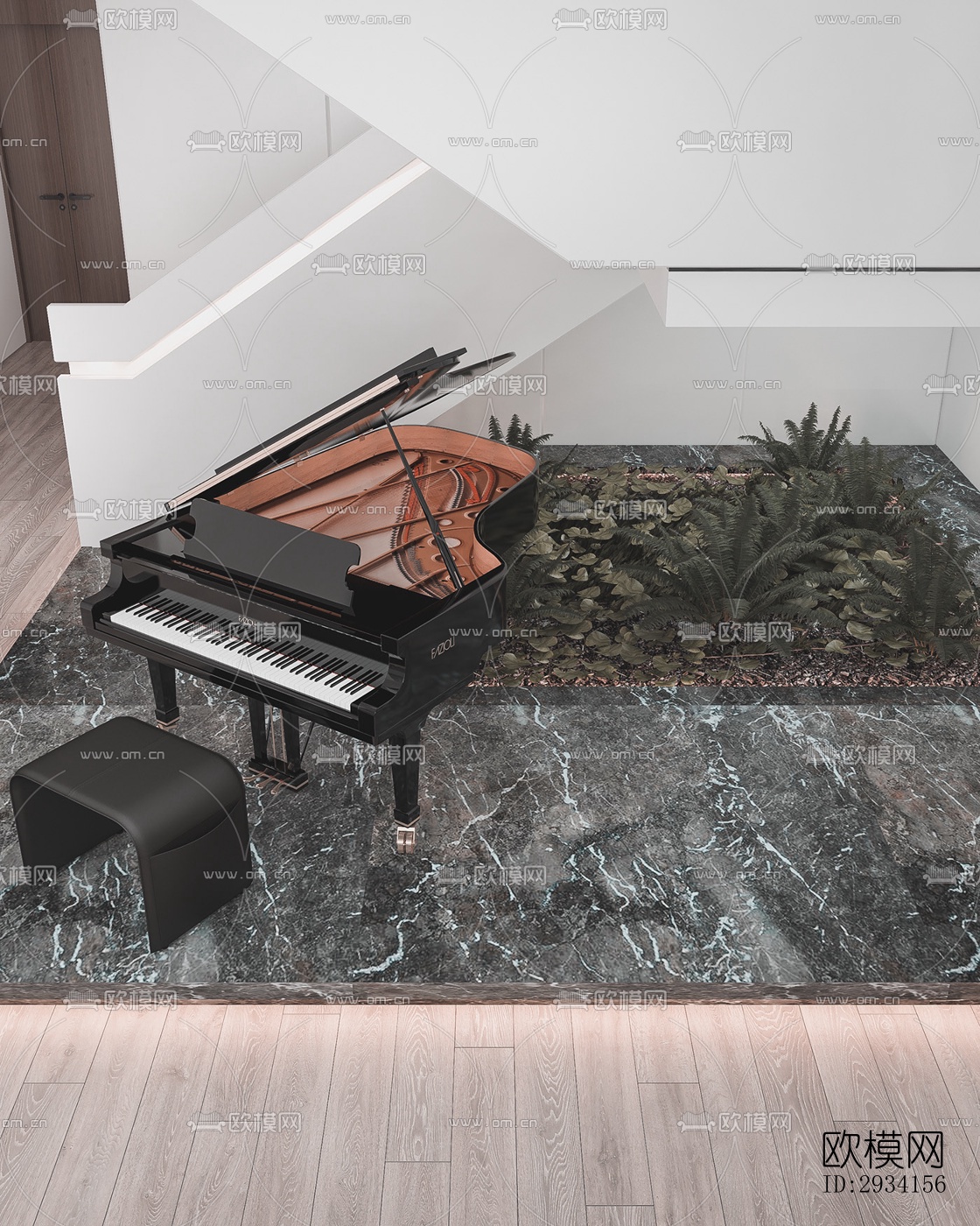 高级灰别墅效果图下载（渲染图9）