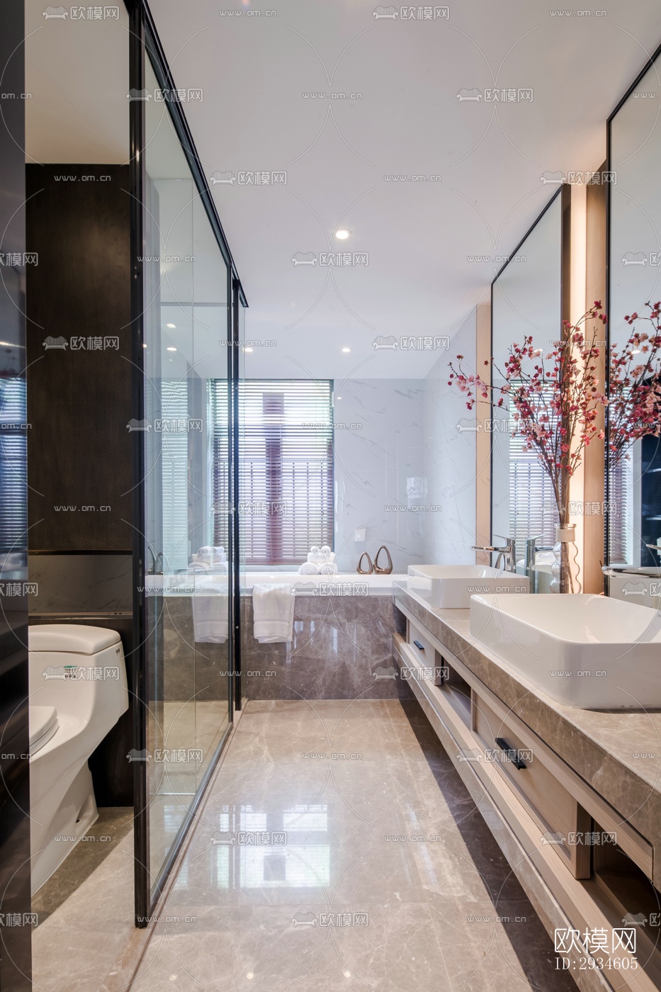 新中式平层效果图下载（渲染图20）