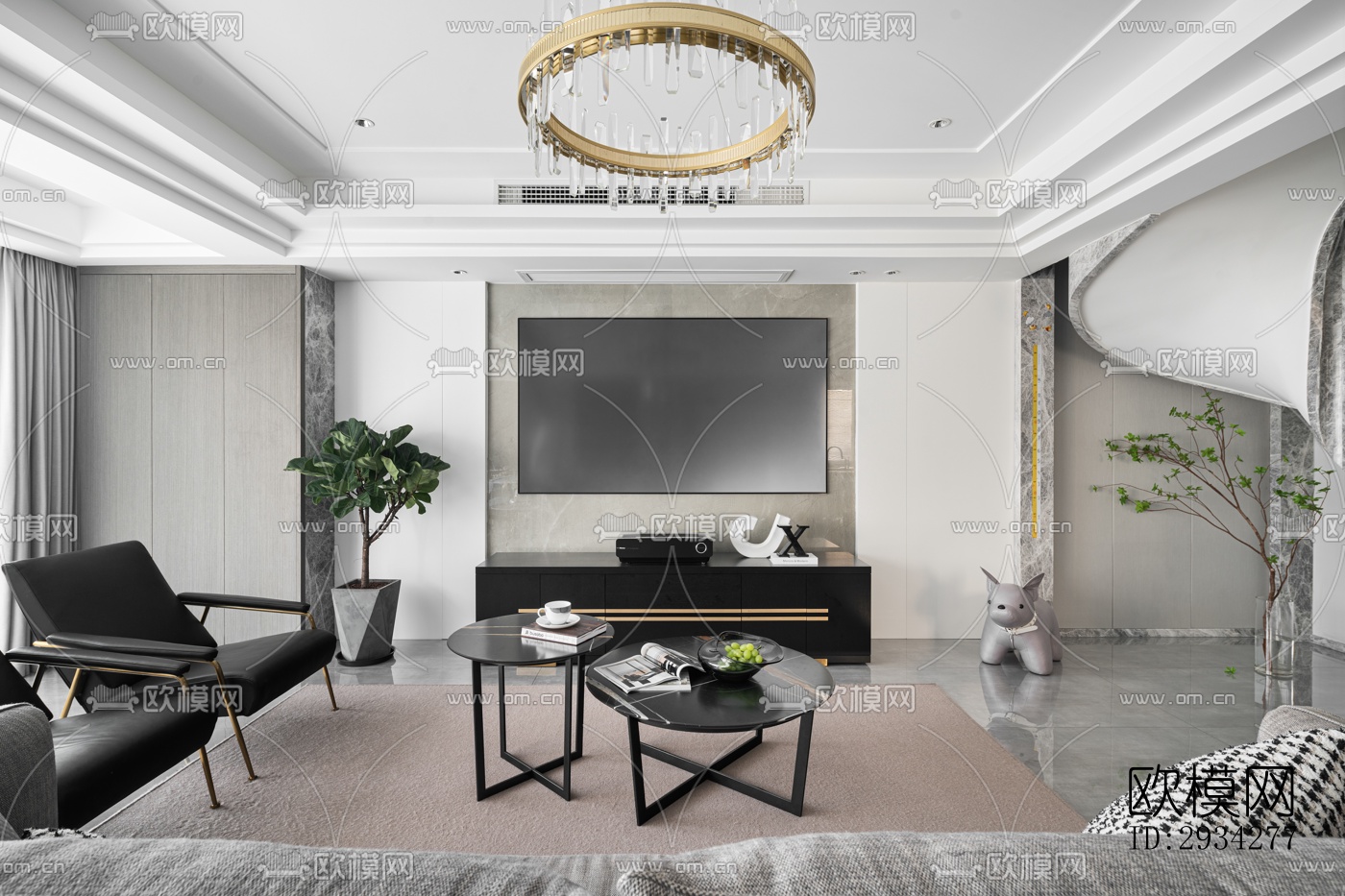 现代复式效果图下载（渲染图10）