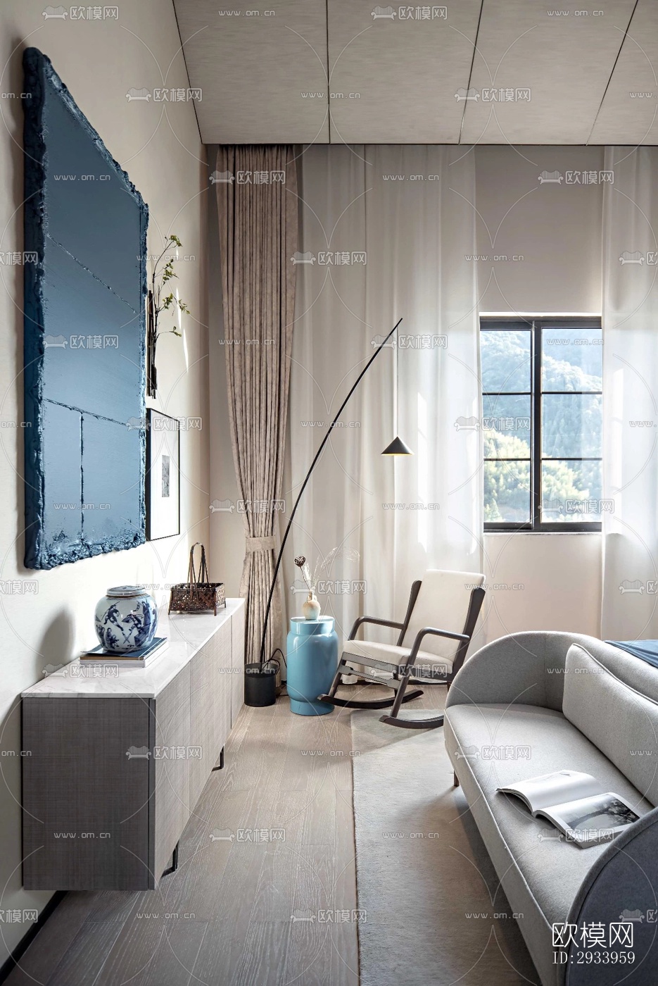 新中式别墅效果图下载（渲染图4）