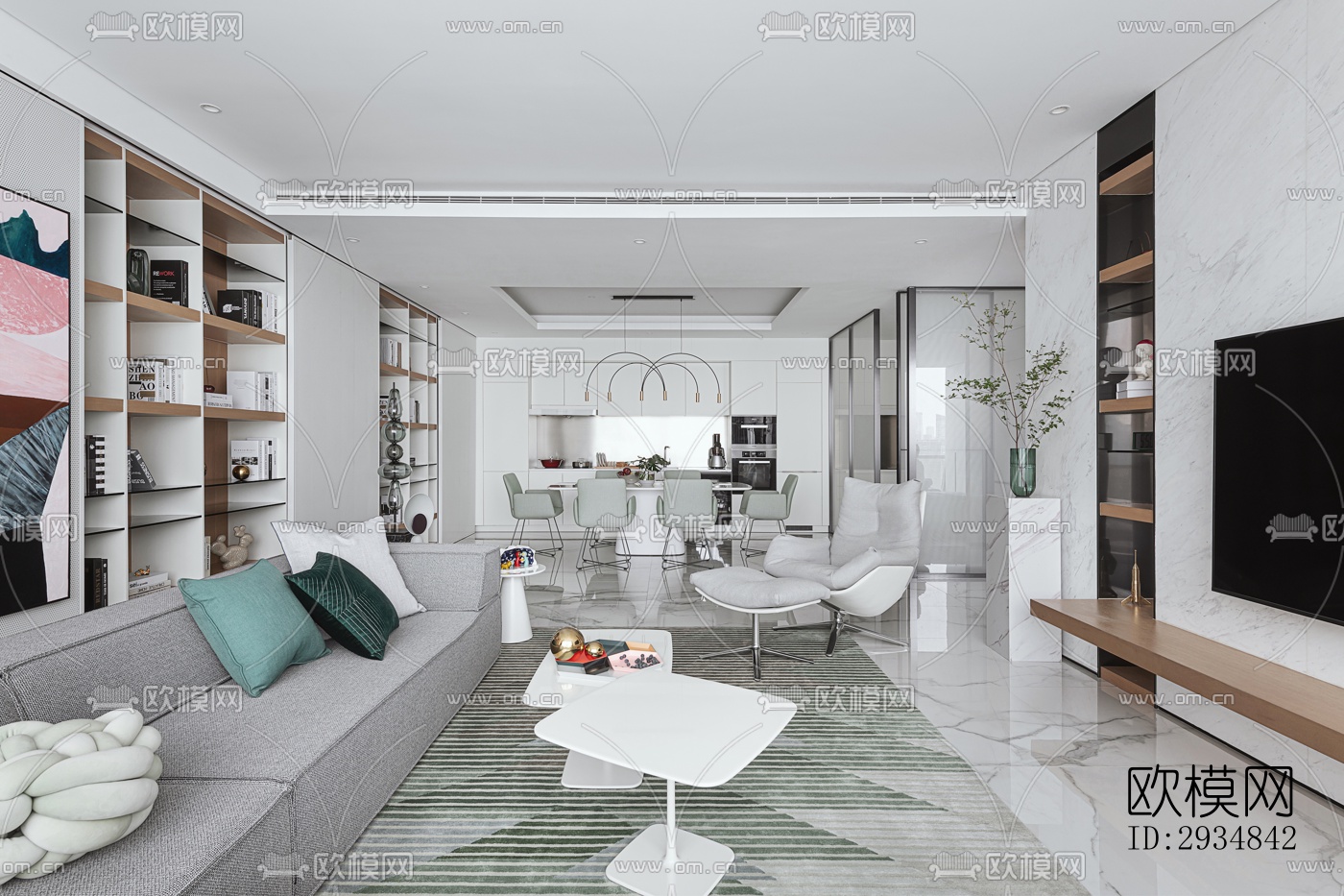 现代平层效果图下载（渲染图8）