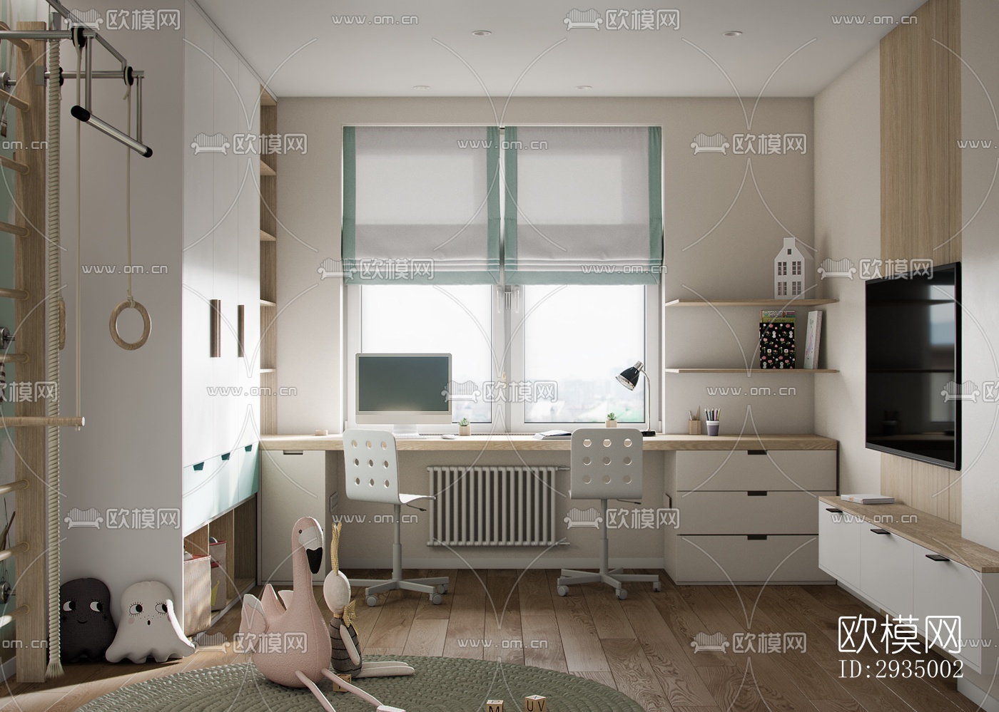 现代平层效果图下载（渲染图2）