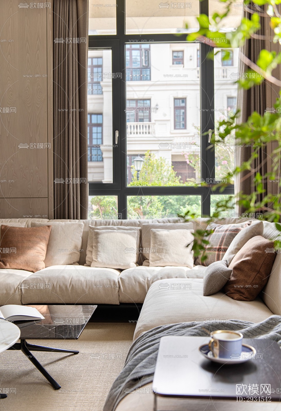 新中式平层效果图下载（渲染图4）