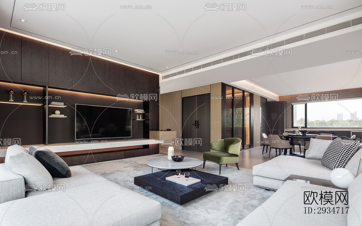 现代平层效果图下载（渲染图3）