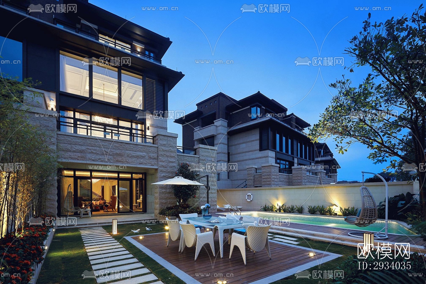 欧式别墅效果图下载（渲染图14）
