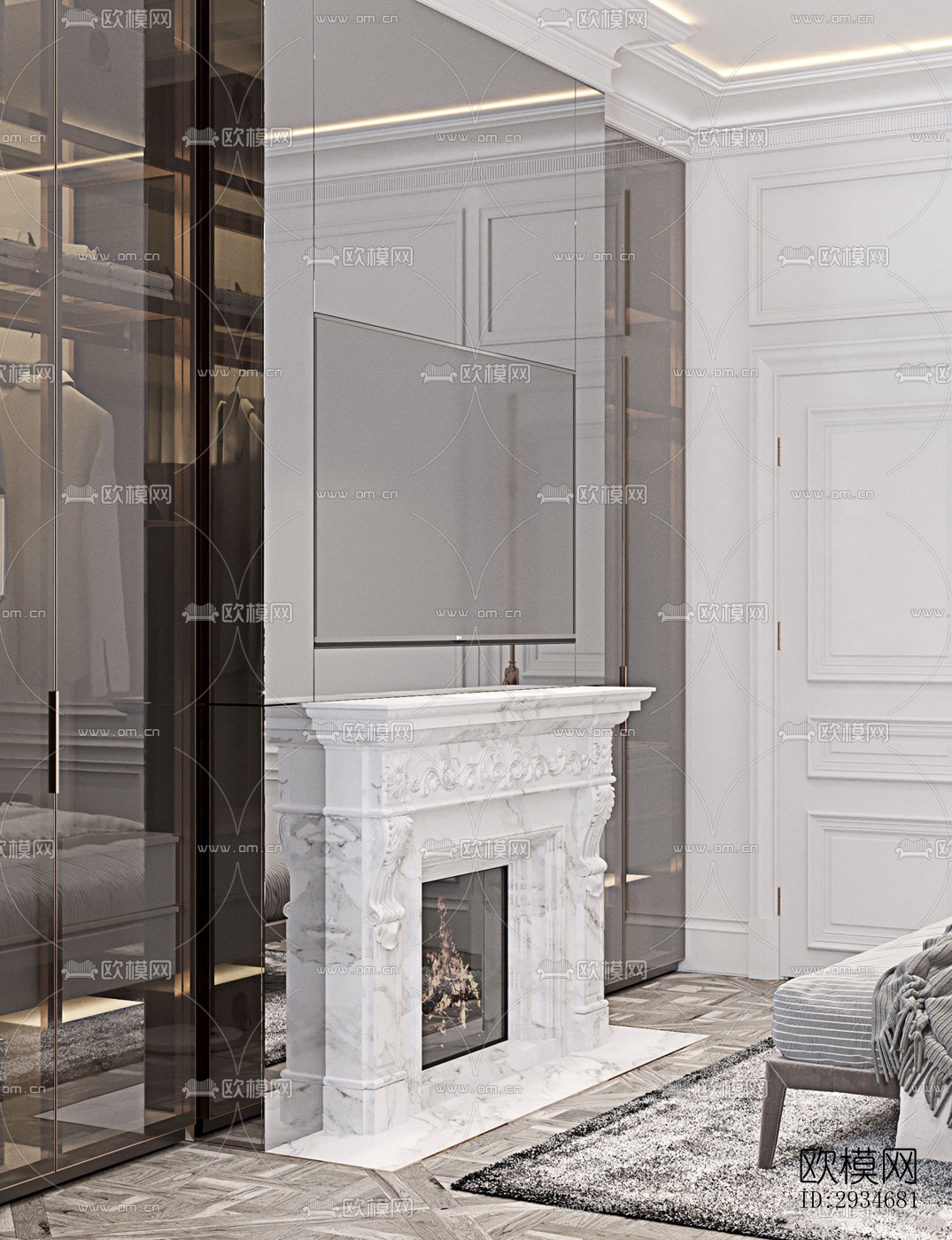 欧式平层效果图下载（渲染图14）