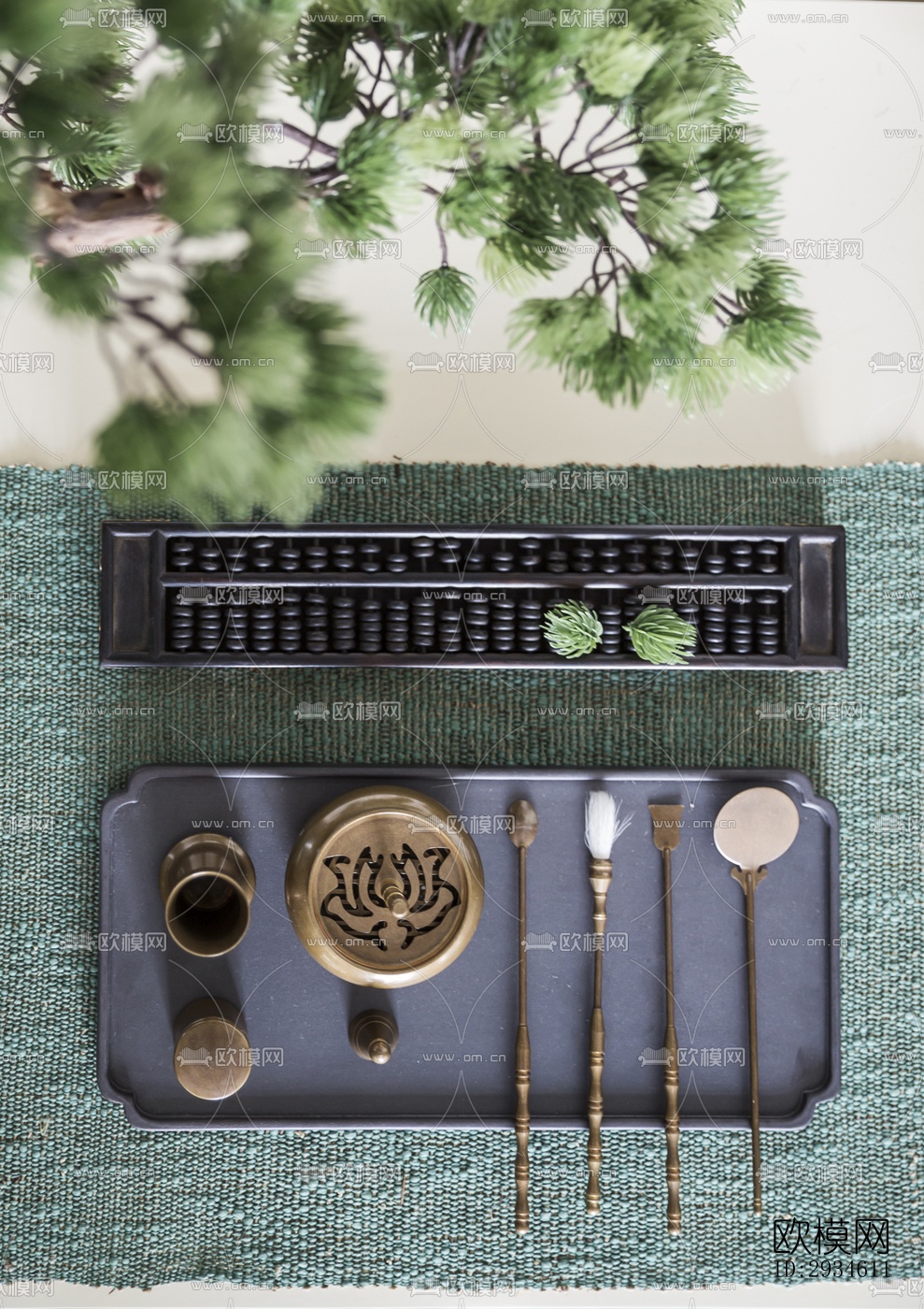 新中式平层效果图下载（渲染图15）